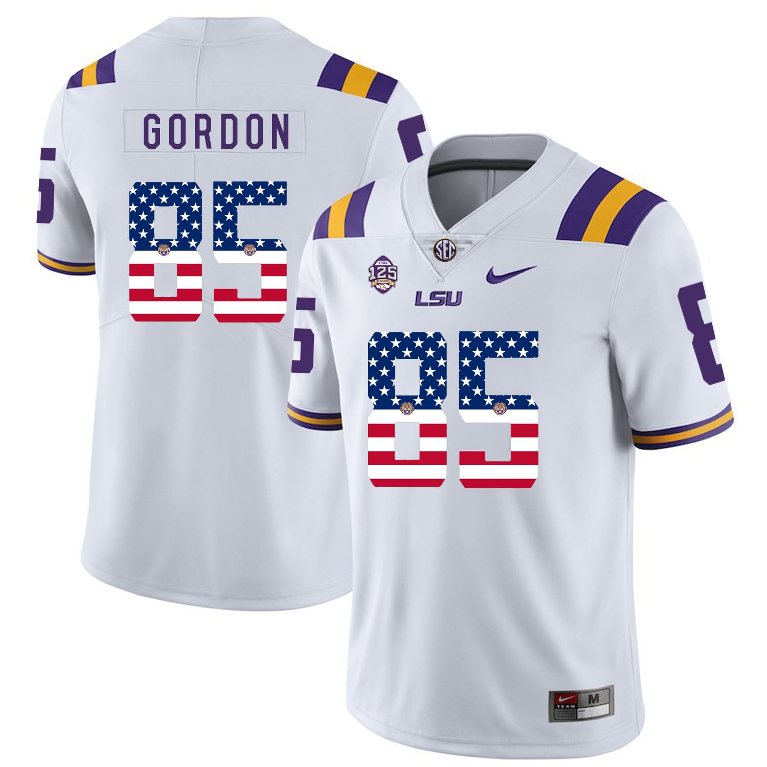 Men LSU Tigers 85 Gordon White Flag Customized NCAA Jerseys